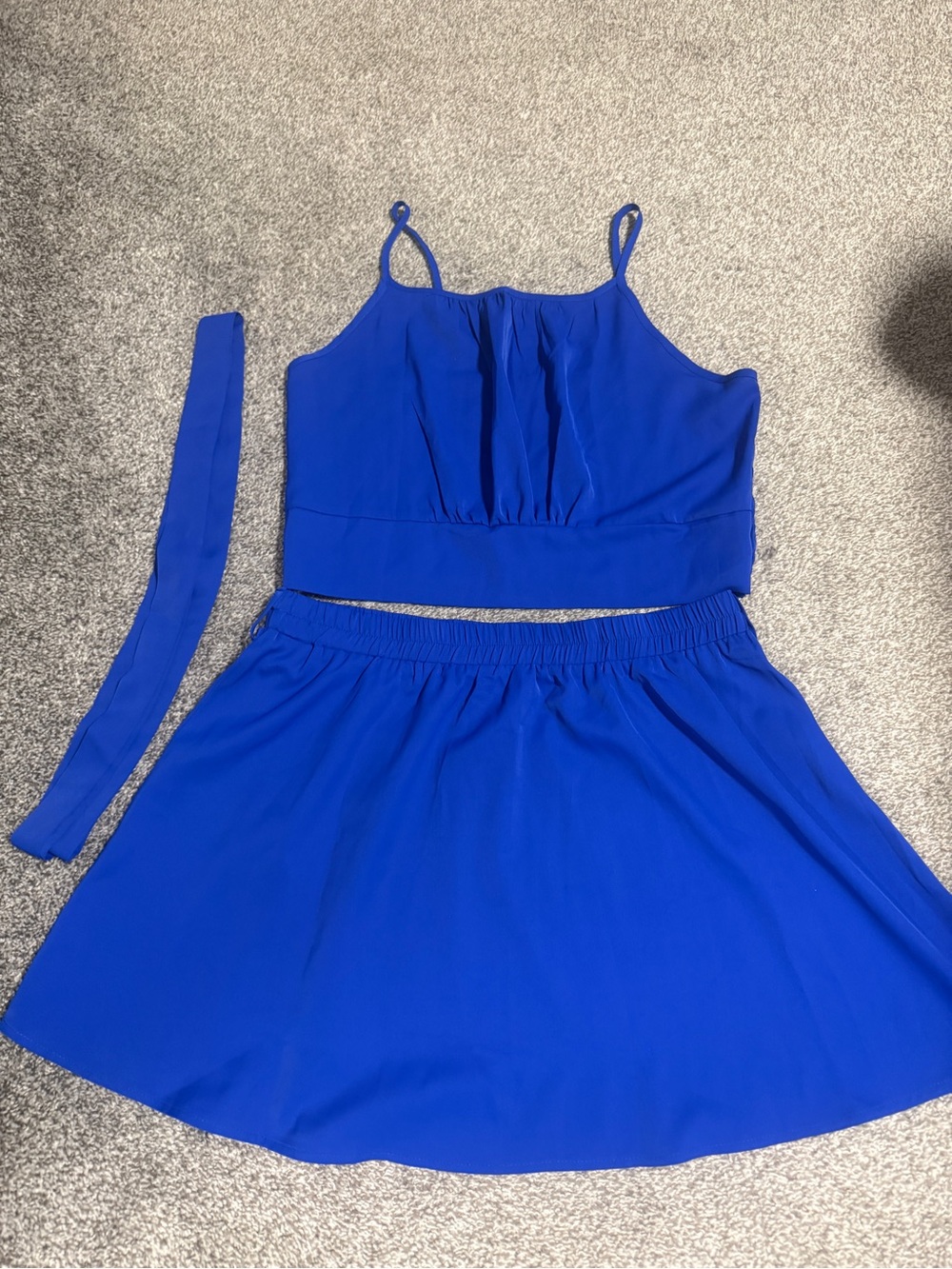 SHEIN Royal Blue Two-Piece Crop Top & Skirt Set